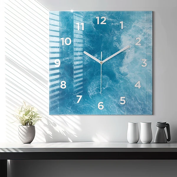 Wanduhr quadratisch mit motiv Meerwasser