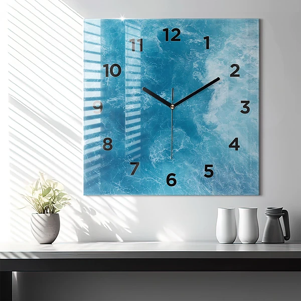 Wanduhr quadratisch mit motiv Meerwasser