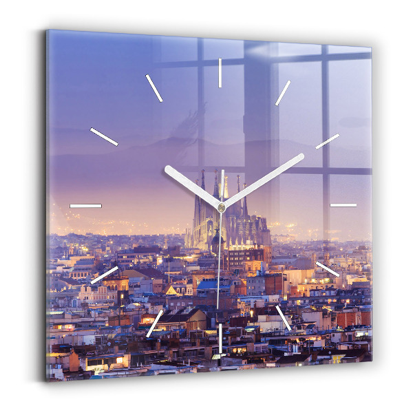 Wanduhr modern quadratisch Ansicht von Barcelona