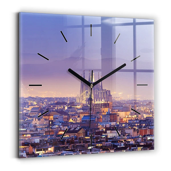 Wanduhr modern quadratisch Ansicht von Barcelona