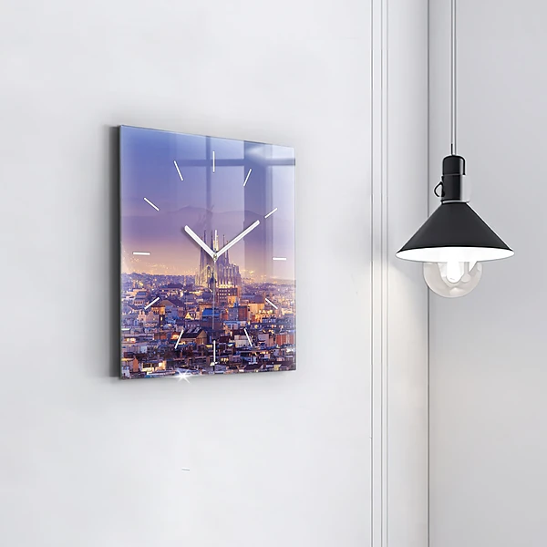 Wanduhr modern quadratisch Ansicht von Barcelona
