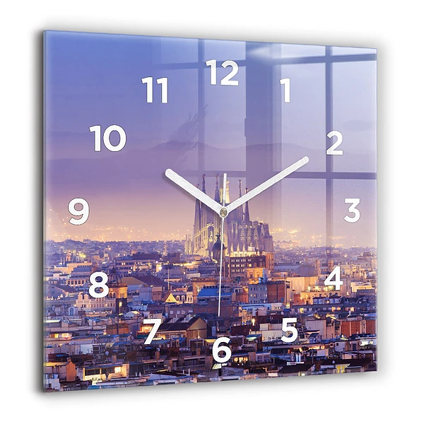 Wanduhr modern quadratisch Ansicht von Barcelona