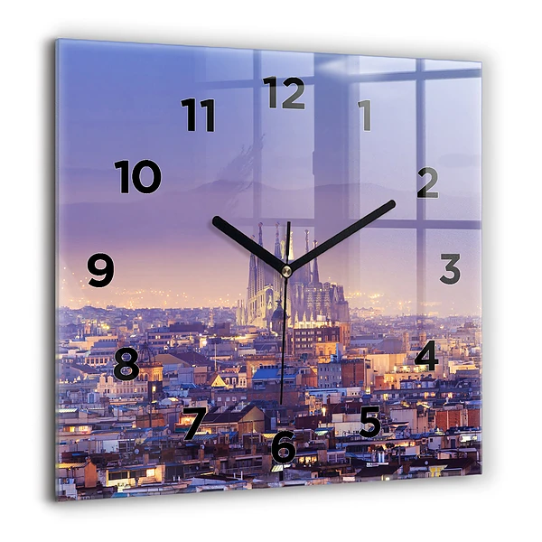 Wanduhr modern quadratisch Ansicht von Barcelona