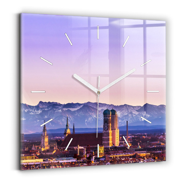 Wanduhr quadratisch mit motiv Deutsche Alpen München