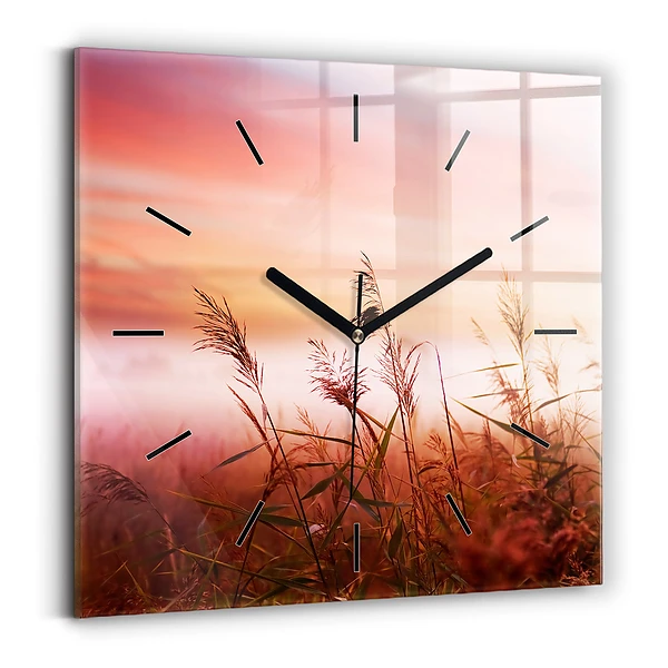 Wanduhr quadratisch Nebliger Morgen