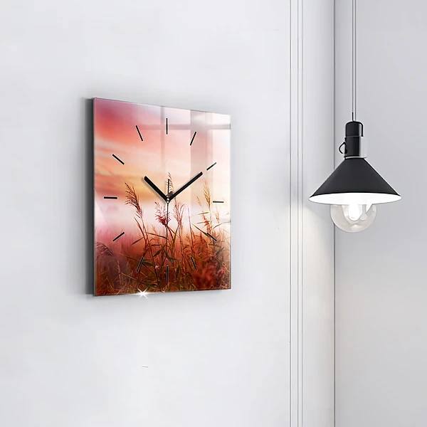 Wanduhr quadratisch Nebliger Morgen