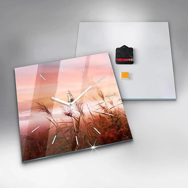 Wanduhr quadratisch Nebliger Morgen