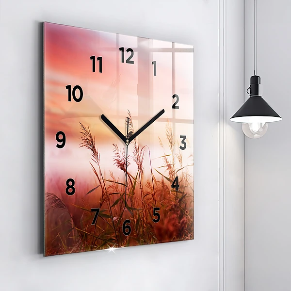 Wanduhr quadratisch Nebliger Morgen