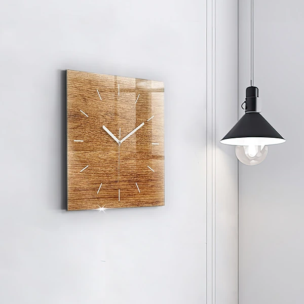 Wanduhr modern quadratisch Helles Holz