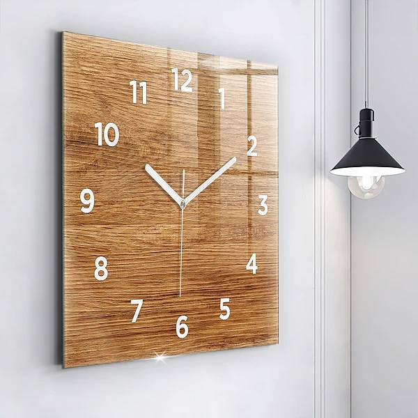 Wanduhr modern quadratisch Helles Holz