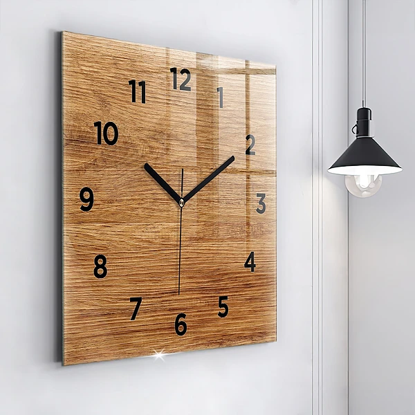 Wanduhr modern quadratisch Helles Holz