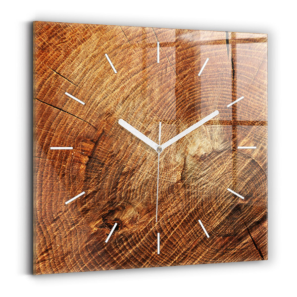 Wanduhr modern quadratisch Alter Baumstamm