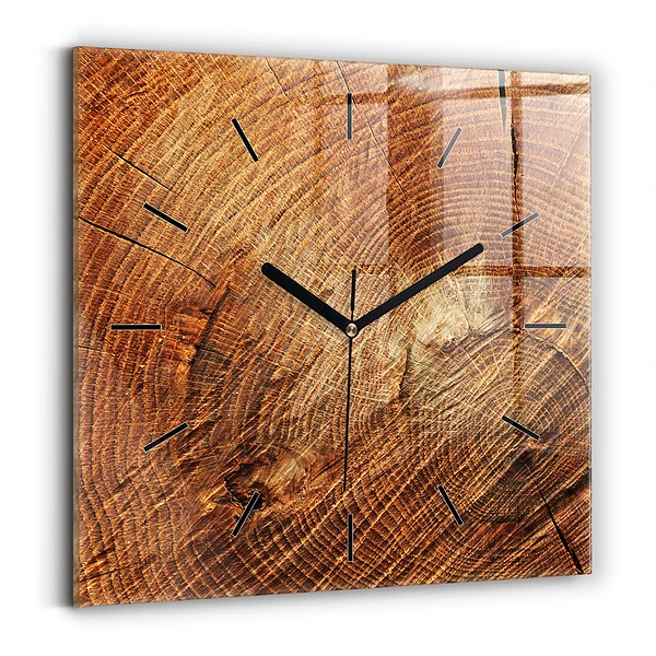 Wanduhr modern quadratisch Alter Baumstamm
