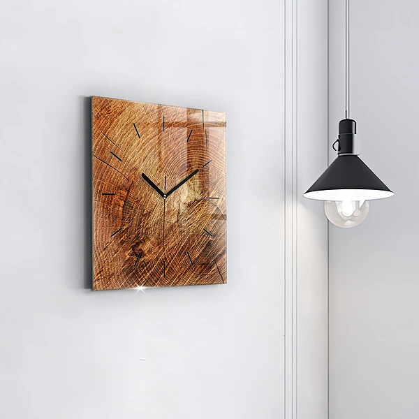 Wanduhr modern quadratisch Alter Baumstamm