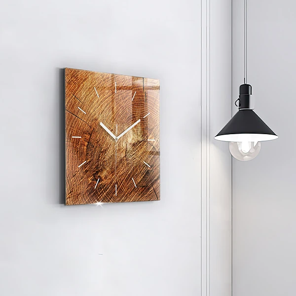 Wanduhr modern quadratisch Alter Baumstamm