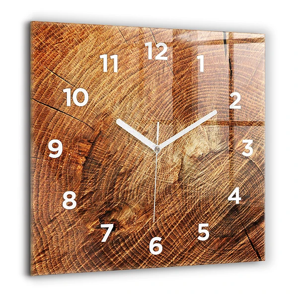 Wanduhr modern quadratisch Alter Baumstamm