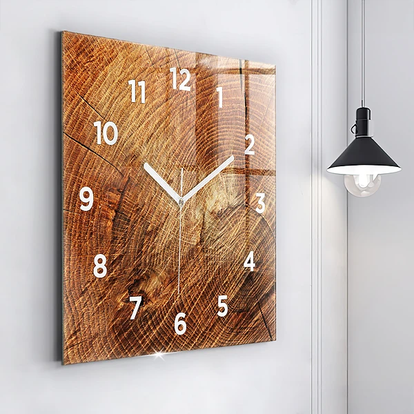 Wanduhr modern quadratisch Alter Baumstamm
