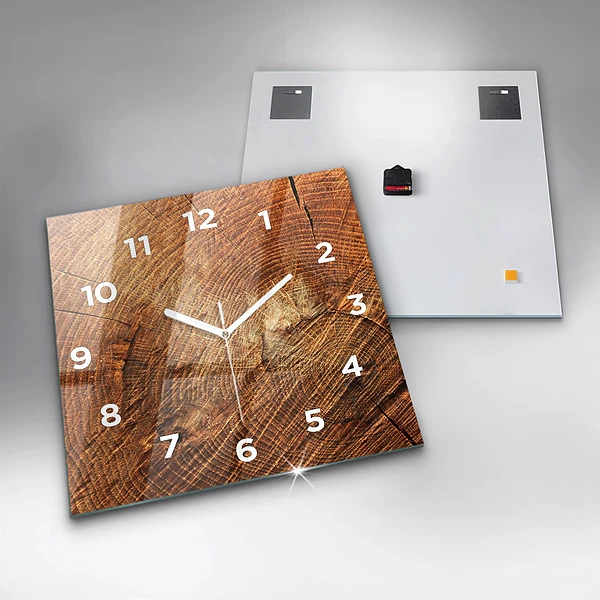 Wanduhr modern quadratisch Alter Baumstamm