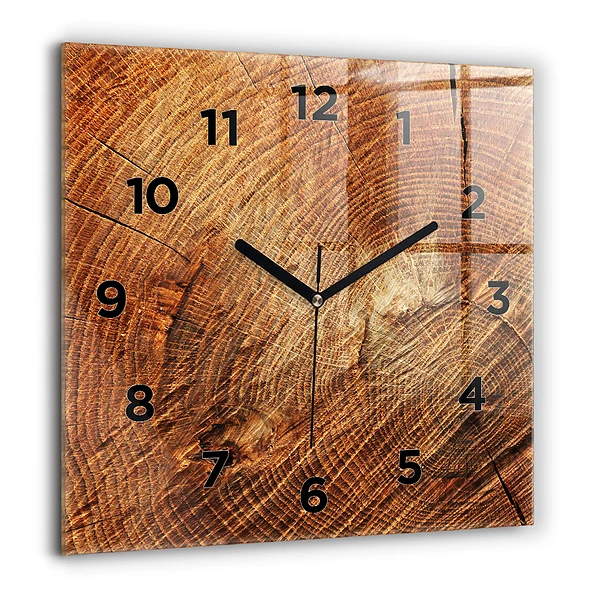 Wanduhr modern quadratisch Alter Baumstamm