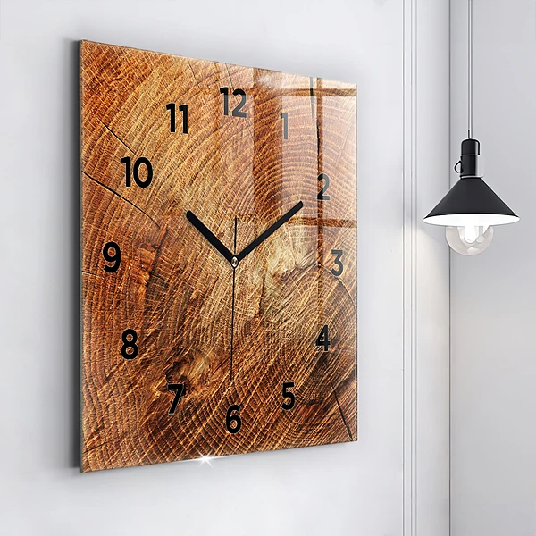 Wanduhr modern quadratisch Alter Baumstamm