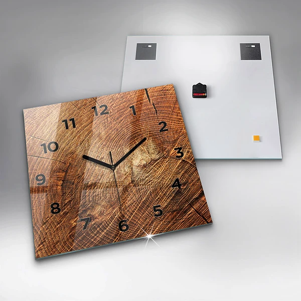 Wanduhr modern quadratisch Alter Baumstamm
