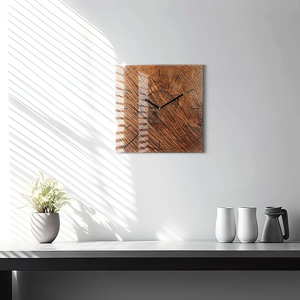 Wanduhr quadratisch Dekoratives Holz