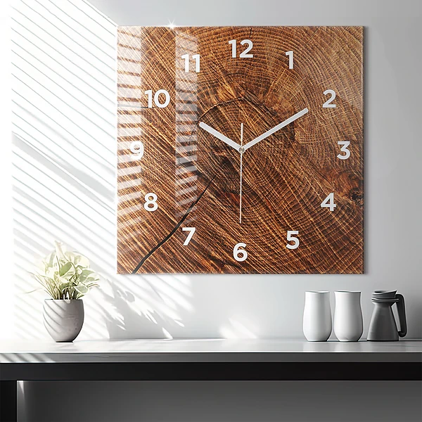 Wanduhr quadratisch Dekoratives Holz
