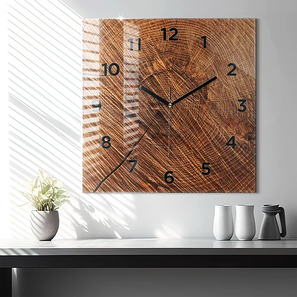 Wanduhr quadratisch Dekoratives Holz