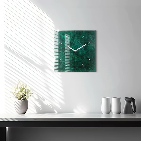 Wanduhr quadratisch Smaragd Wand