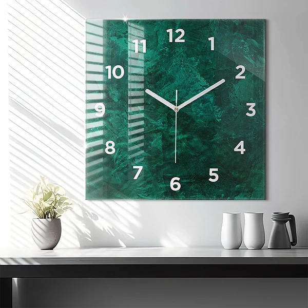 Wanduhr quadratisch Smaragd Wand