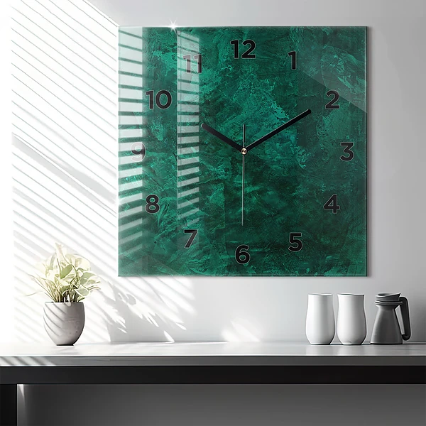 Wanduhr quadratisch Smaragd Wand