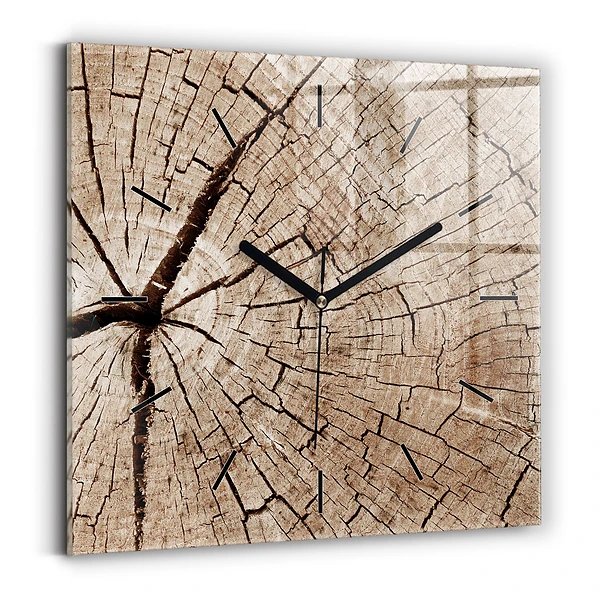 Wanduhr quadratisch Alter Holzstamm