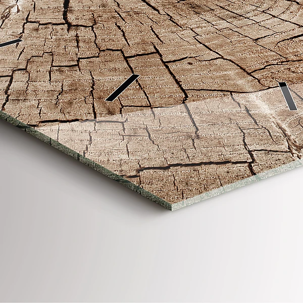Wanduhr quadratisch Alter Holzstamm