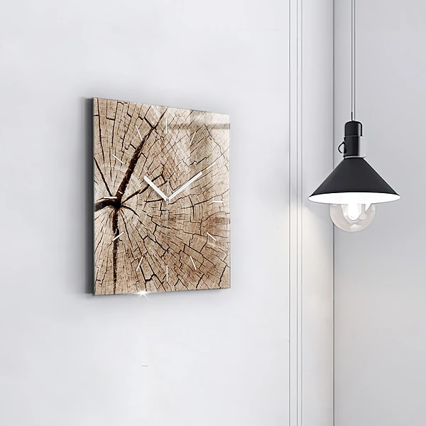 Wanduhr quadratisch Alter Holzstamm