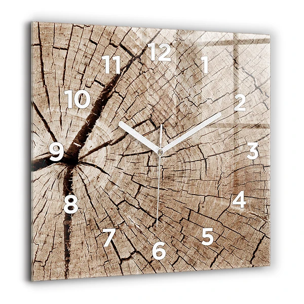 Wanduhr quadratisch Alter Holzstamm