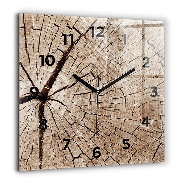 Wanduhr quadratisch Alter Holzstamm