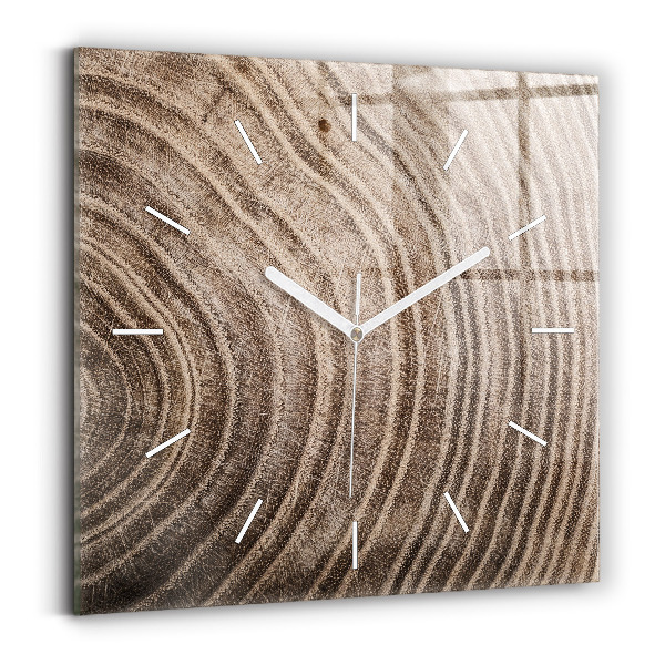 Wanduhr quadratisch Baumstamm