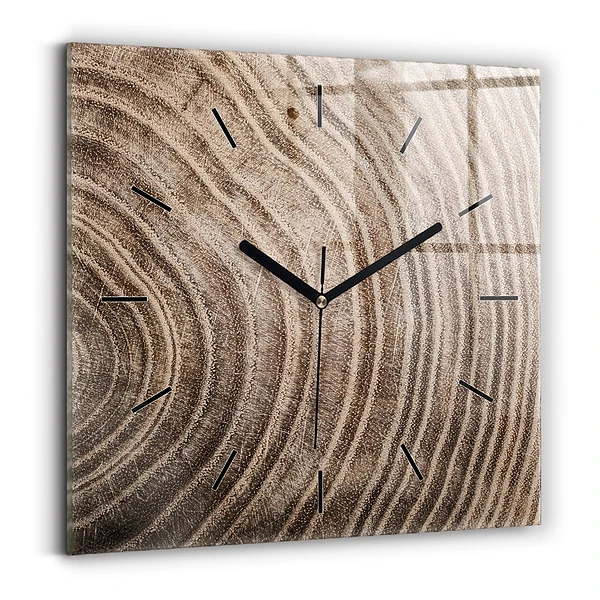 Wanduhr quadratisch Baumstamm