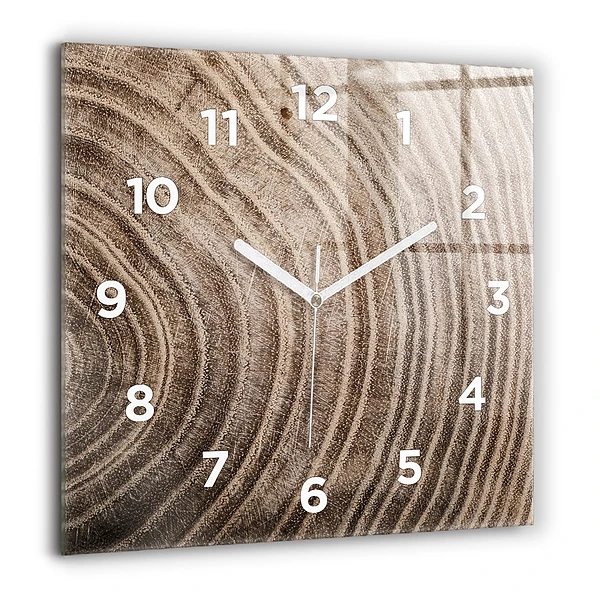 Wanduhr quadratisch Baumstamm
