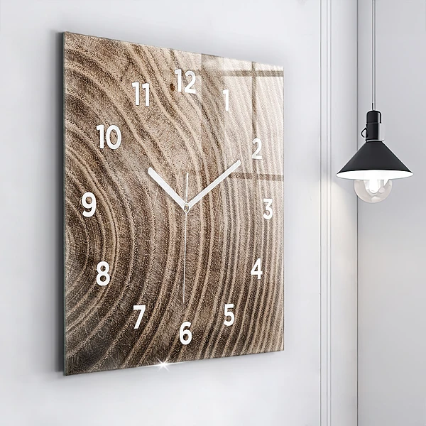 Wanduhr quadratisch Baumstamm