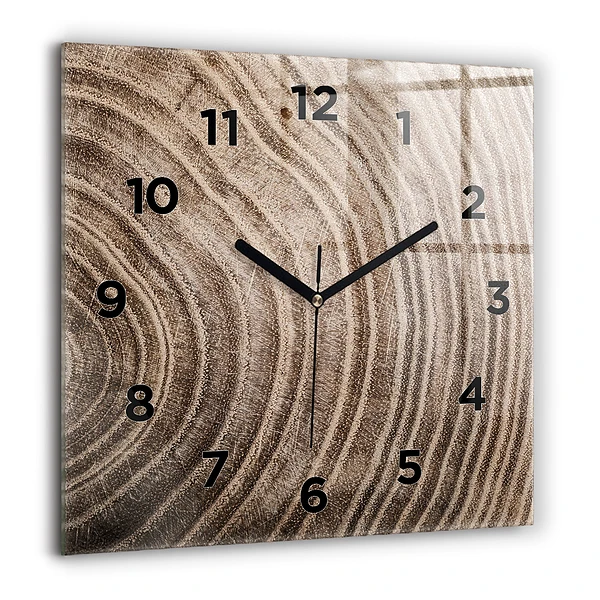 Wanduhr quadratisch Baumstamm