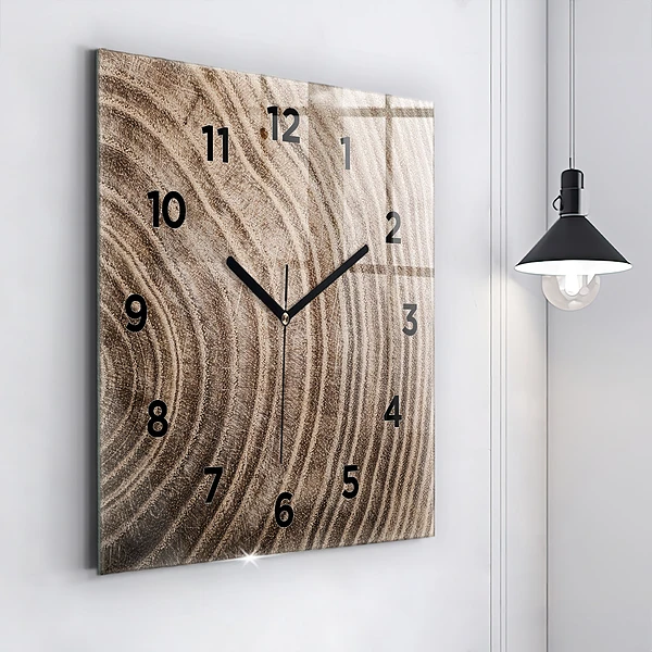 Wanduhr quadratisch Baumstamm