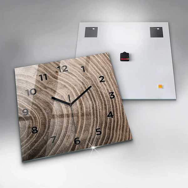 Wanduhr quadratisch Baumstamm