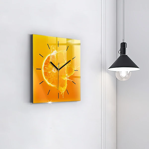 Wanduhr quadratisch Orange
