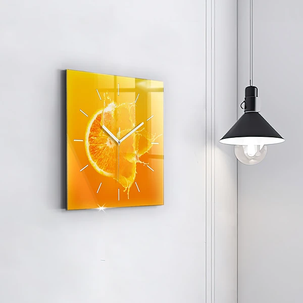 Wanduhr quadratisch Orange