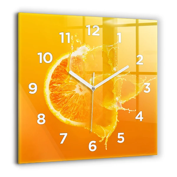 Wanduhr quadratisch Orange