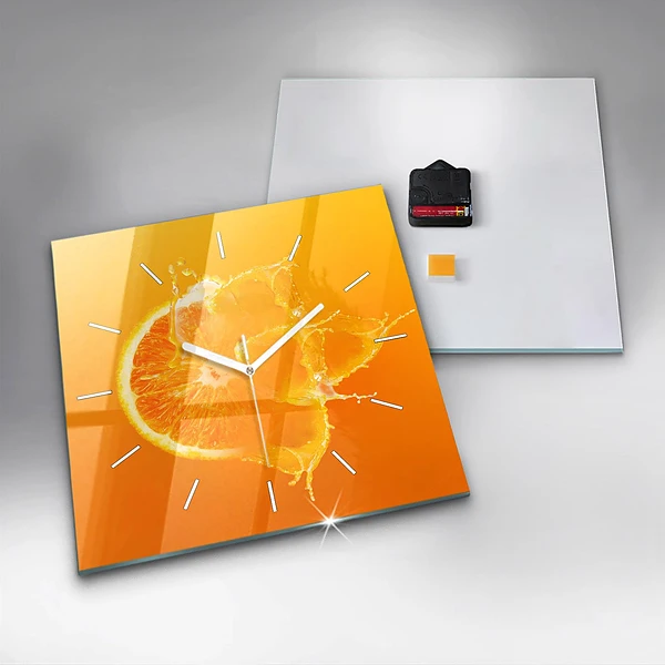 Wanduhr quadratisch Orange