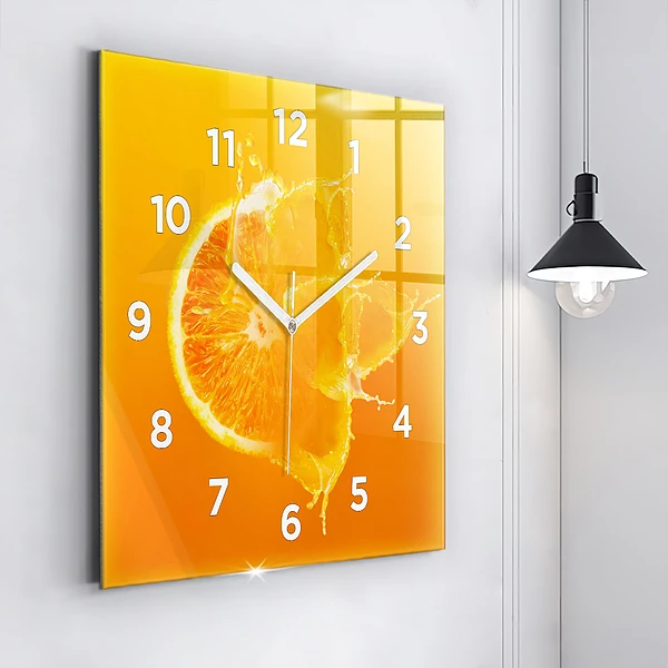 Wanduhr quadratisch Orange