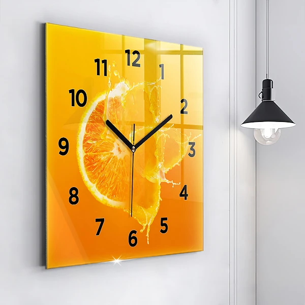 Wanduhr quadratisch Orange
