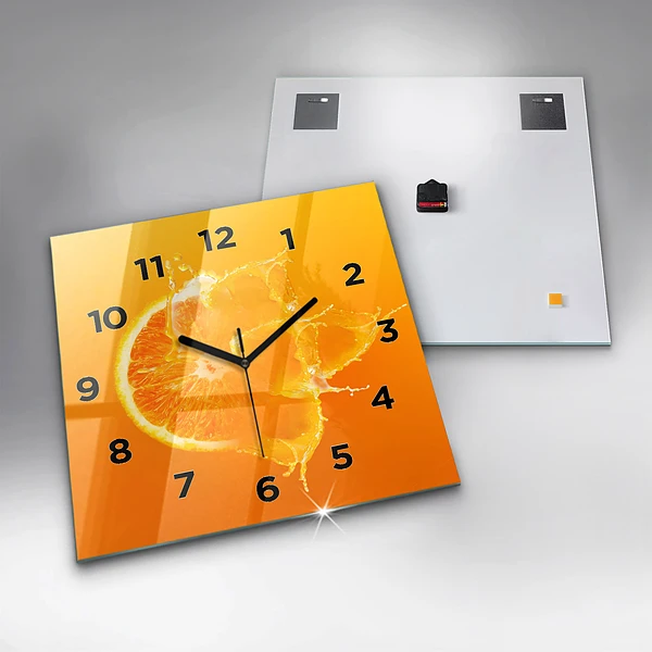 Wanduhr quadratisch Orange
